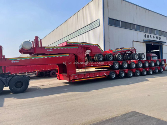 CIMC 6 Poros 60-100 Ton Kargo Profesional Disesuaikan Multifungsi Beban Besar Semi-Terailer Tempat Tidur Rendah