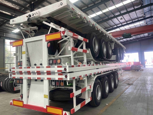 CIMC 40 Ton 60t 2/3 Axle 20FT 40FT Container Chassis Digunakan Flat Bed Gooseneck Skeleton Truck Flatbed Trailer