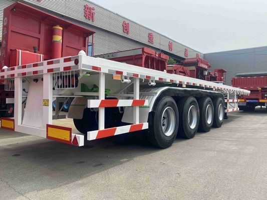 CIMC Flat Container Semi-trailer Tugas berat 4-eksel 100t Ekspor Brand New Container Trailer