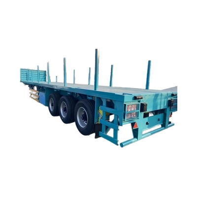 Desain terbaru CIMC dari kekuatan tinggi tiga sumbu flat semi-trailer dengan kolom