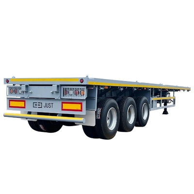 CIMC 50T 12500*2500*1530mm 12r22.5 Leaf Spring Suspension Lowbed Flatbed Container Semi-Trailer untuk Afrika Selatan Timur Tengah
