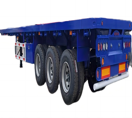 CIMC Hot Sale 3 Poros terbuat dari besi berkualitas tinggi 40ft Container Chassis Mobil Trailer Flat Bed Container Flatbed Semi Trailer