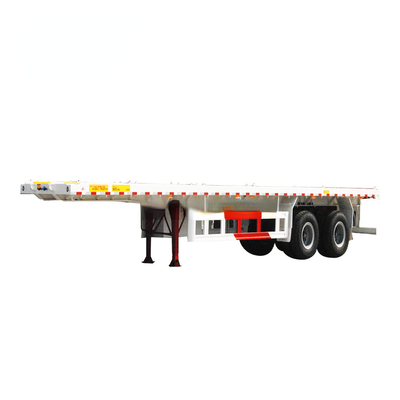 2 Axle 20ft 40ft Semi Trailer Shipping Container Twistlocks Flatbed Design Carbon Steel 12R22.5 Truk Trailer