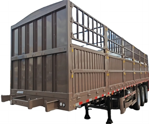 Bahan besi CIMC 3 poros 40-80 Ton Kapasitas Jenis Stake Jenis truk kargo berat Jenis High Fence Warehouse Semi truk trailer