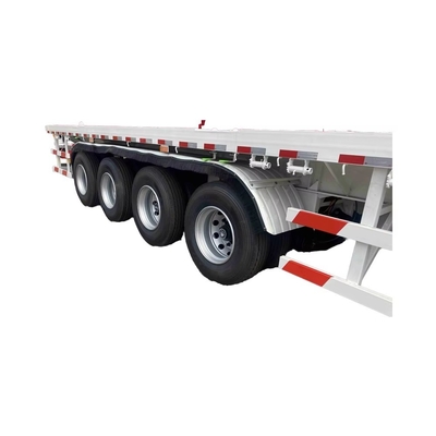 Semi-Trailer 4-Axis Flatbed yang dapat disesuaikan Trailer truk konstruksi baja tahan lama