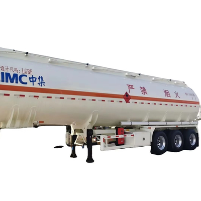 CIMC 3 poros Kapasitas 42 m3 Baja tahan karat 304 Kompartemen tunggal Vakum 12R22.5 18PR 12 ban 28T landasan pacu Tanker cair