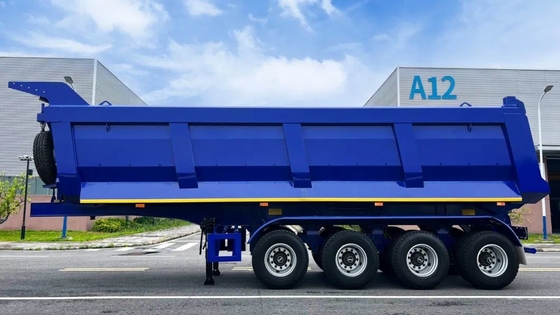 4 Poros 36-40 Meter Kubik Bagian Belakang Mengangkut Bahan Berat Pasir Batu Bijih Batu Tipper Dump Truck Semi Trailer