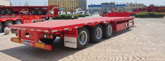 CIMC Q345B Baja 3 Poros 50-70 Ton Kontainer Flatbed Semi Trailer