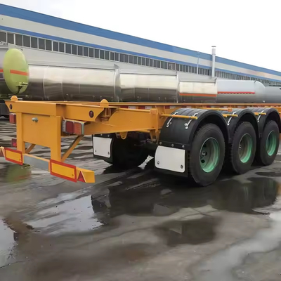 CIMC 3 Poros 12 Unit Ban 12400*2480*1560mm Suspensi Mekanis atau Udara 60T Pengepakan Berguna Trailer Skeletal