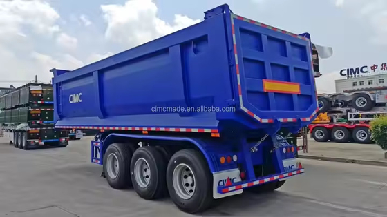 CIMC Hydraulic Dump Truck 3 Axle Front Axle Dapat Diangkat Kembali Flip Semi-Trailer Side Tipper Dump Truck
