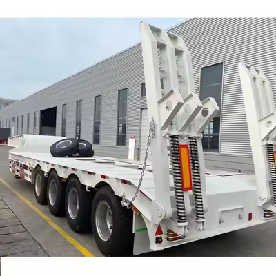 CIMC Quad Axle to Carry Excavator Wheel Loader Peralatan Mesin Konstruksi Lowbed Semi Trailer