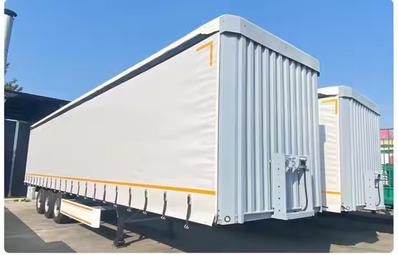 3 poros Berat kosong 8300kg Jenis tuas Suspensi Lapisan Plywood Tarped Semi Trailer Tarpaulin Truck
