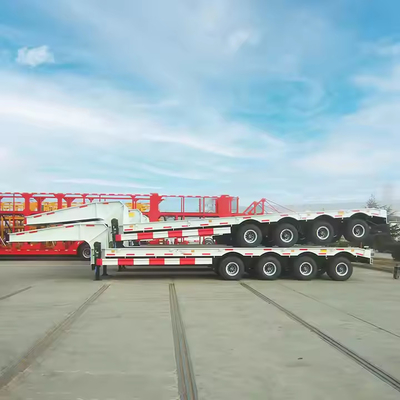 CIMC 4 baris 8 poros 110 Ton tinggi disesuaikan dengan kontainer kunci Extendable low bed trailer