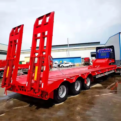 Cina 3 Axle 14m Transportasi Kendaraan berat Pertambangan Perhutanan Mesin Low bed Semi trailer