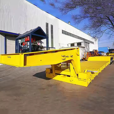 Baja Tegangan Tinggi 3 Poros 80 Ton Treler Lowboy Gooseneck yang Dapat Dipisahkan