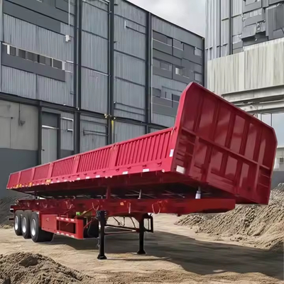 CIMC 40FT 3 Axle Tare Berat 8,5t Heavy Duty Suspensi Mekanis Dinding Sisi Rollover Semi Trailer
