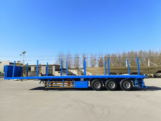 CIMC baja berkualitas tinggi 3 poros 60 ton dengan tongkat 40ft kontainer flatbed Semi trailer