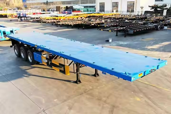 CIMC 2/3/4 Poros 40ft 12500*2500*1500mm 70 Ton Kapasitas 8-12 Set Twist Lock Flatbed Deck Trailer