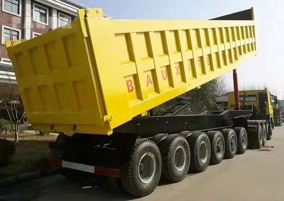CIMC 6 Axle 30-70 Ton Transportasi Bijih Batubara Bahan Bangunan Kotak yang Sama Badan Tipping Semi Trailer