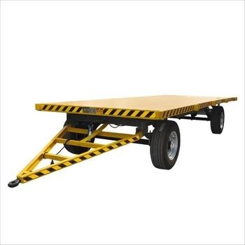 Peternakan 2-Axles Flat Platform Flatbed Drawbar Full Trailer Dengan Tangga
