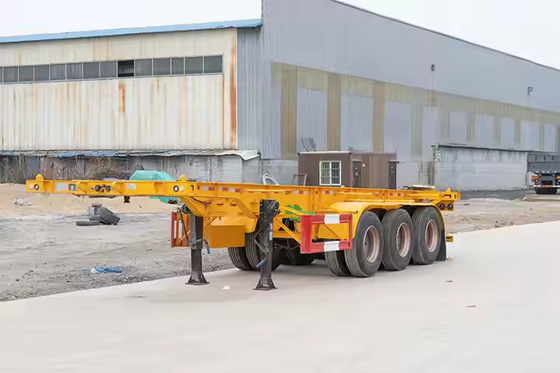 CIMC 50TON 60TON TUGAS TUGAS HYDRAULIC GOOSENECK SEMI TRAILER Truk Aluminium Flatbed Axle Trailer