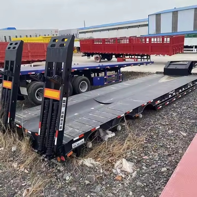 3/4/5 Axle 60-80ton Heavy Duty Gooseneck Low Loader / Lowbed / Lowboy Low Bed Trailer Truck Semi Trailer untuk Pengangkutan Excavator