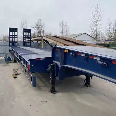 3 / 4 Axles LowBed Gooseneck Excavator Transport Low Bed Semi Trailer 100 Ton Lowbed Truck Trailer