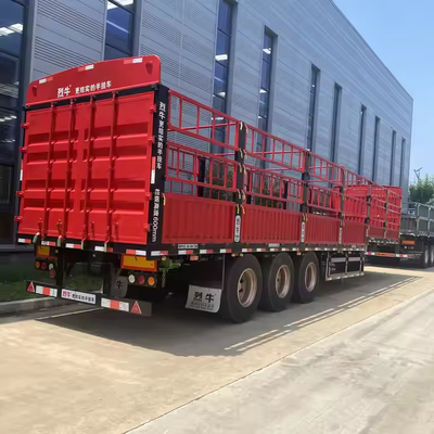Tiga poros trailer dinding samping Stake Pagar Kargo Semi trailer Semi truk trailer