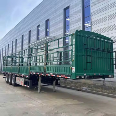 3 Axles 60T Stake Pagar Kargo Truk Semi Trailer Pagar Semi Trailer untuk dijual Van Truk Semi Trailer