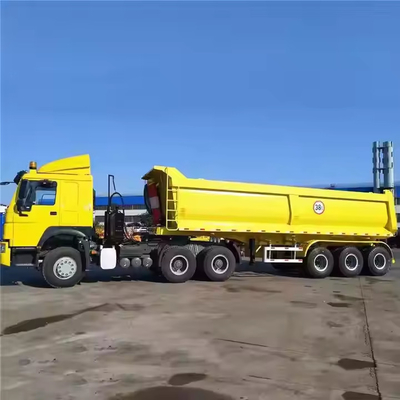 CIMC 3 Axles 60 Ton Hydraulic Dumper Semi Truck Transportasi Pasir Batu Kargo Trailer Sisi Tipper Dump Semi-Trailer