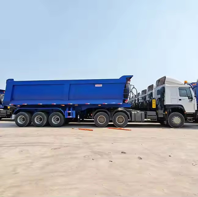 CIMC Hydraulic Box Dump Semi Trailer 60 Cbm Dumper Harga Tipper 50 80 100 Ton 4 Roda Semi Trailer