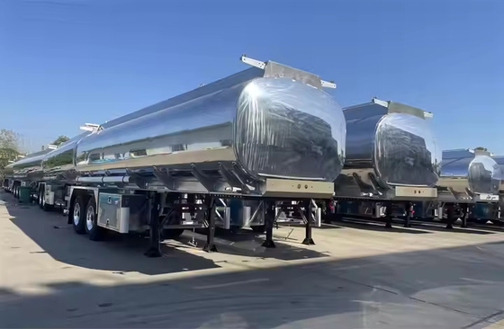Pengangkutan minyak / bahan bakar / diesel / bensin / minyak mentah / air / susu 3 sumbu 50000L Tangki paduan aluminium / truk tangki Semi trailer