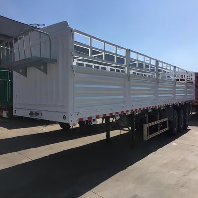Bahan besi CIMC 3 poros 40-80 Ton Kapasitas Jenis Stake Jenis truk kargo berat Jenis High Fence Warehouse Semi truk trailer