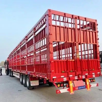 3/4 Gandar Muatan Maksimum 30000 kg Semi Trailer Ternak Unggas Hewan Tingkat Ganda